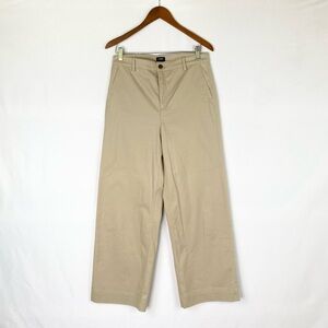 J. Crew Wide Leg Chino Pant in Sandstone Slant Pockets High Rise Business Work